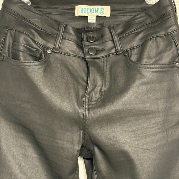 Rockin C Black Leather Flare pants, size 26 - Picture 7 of 7
